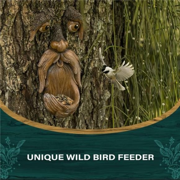 Tree Faces Decor Outdoor – Tree Hugger Yard Art Garden Decoration – Bird Feeders - Picture 6 of 12